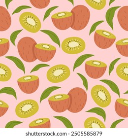 kiwi fruit seamless pattern illustration