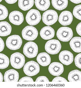kiwi fruit seamless pattern vector