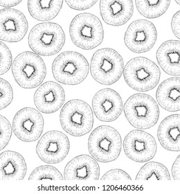 kiwi fruit seamless pattern vector