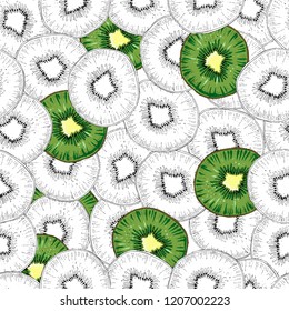 kiwi fruit seamless pattern vector