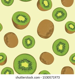 kiwi fruit seamless pattern vector design