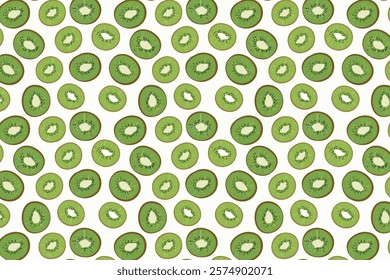 Kiwi fruit seamless pattern. Vector illustration of fresh kiwi.