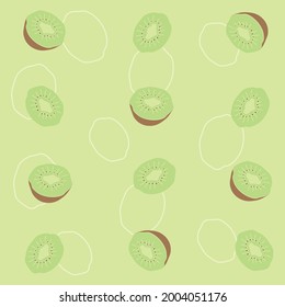 kiwi fruit seamless pattern white background