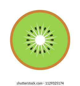 Kiwi fruit slice closeup icon, green round piece of kiwi. Logo design, flat vector illustration