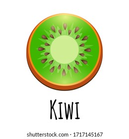 Kiwi fruit slice closeup icon isolated on white background, art logo graphic icon for web, logo and other designs.