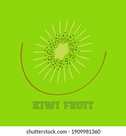 logotipo de corte de fruta kiwi en un fondo verde con la inscripción