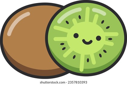 Kiwi-Früchte, Kiwi-Slice, Kiwi-Vektorsymbol