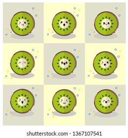 kiwi fruit slice vector kawaii