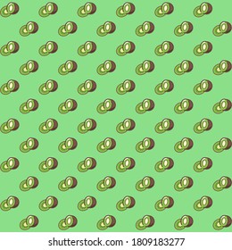 Kiwi fruit sliced with green background repeat pattern