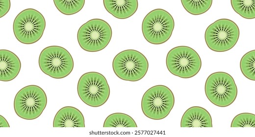 kiwi fruit slices seamless pattern print design on white background vector illustration