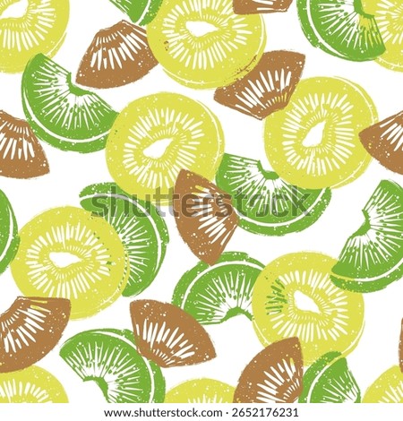 Kiwi Fruit Slices Vector Seamless Pattern