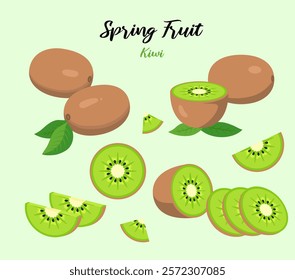 Kiwi fruit of various shapes illustration