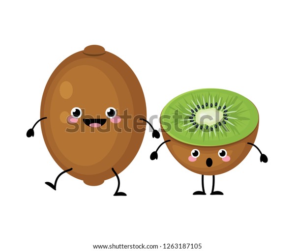 Kiwi Fruit Vector Characters Isolated On Stock Vector (Royalty Free ...