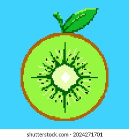 kiwi fruit vector drawing with digital pixel style