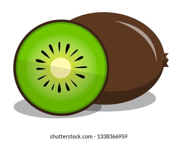 kiwi fruit vector, flat illustration