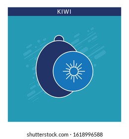 Kiwi fruit vector icon flat design with blue background