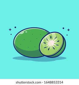 Kiwi Fruit Vector Icon Illustration. Kiwi and slices of Kiwi. Fruit Icon Concept White Isolated. Flat Cartoon Style Suitable for Web Landing Page, Banner, Flyer, Sticker, Card