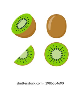 Kiwi fruit vector icon illustration. Half kiwifruit logo cartoon flat isolated icon