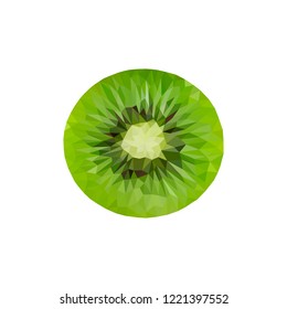 Kiwi fruit vector icon. Realistic vector of ripe green. Low Poly, polygon style.