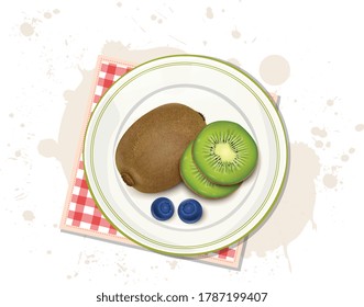Ángulo superior del vector de fruta de Kiwi
