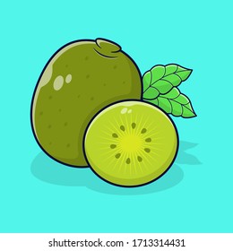 Ilustración del vector de frutas Kiwi. Pieza de Kiwi. Nuevo concepto de icono de fruta. Estilo de caricatura plano adecuado para adhesivos, papel tapiz, iconos, etc.