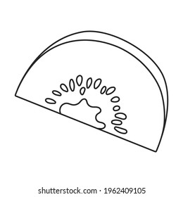 Icono de contorno de vector de fruta de Kiwi. Kiwifruit de ilustración vectorial sobre fondo blanco. Icono de ilustración de esquema aislado de kiwi frutal .