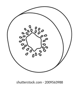 Icono de contorno de vector de fruta de Kiwi. Kiwifruit de ilustración vectorial sobre fondo blanco. Icono de ilustración de esquema aislado de kiwi frutal .