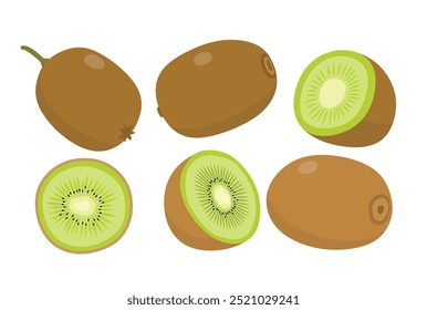 kiwi vetor de frutas definir estilo de desenho animado bonito. isolado no fundo branco.