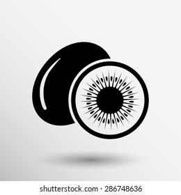 Kiwi fruits closeup icon isolated art logo design.