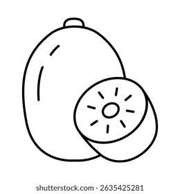 Kiwi Fruits Editable Stroke Icons. Healthy Eating, Vegan Food, Diet, Weight Loss, Vegetarian Food Themes Vector Illustration