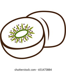 Kiwi Fruits outline colored vector icon
