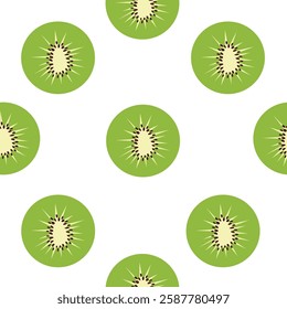 Kiwi fruits seamless vector pattern. Hand drawn slice of kiwi pattern for print,card,label,textile,paper.