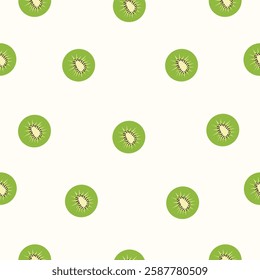 Kiwi fruits seamless vector pattern. Hand drawn slice of kiwi pattern for print,card,label,textile,paper.