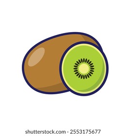 Kiwi Fruits desenhos animados simples minimalista fundo branco isolado.