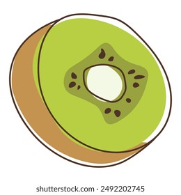 Kiwi fruits. Vector colorful food in cartoon hand-drawing style