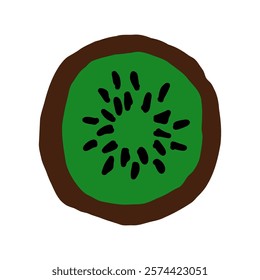 Kiwi. Geometry minimalistic organic fruit. Doodle style icon. Vector cartoon flat isolated illustration