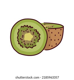 Kiwi and half color line icon. Tropical fruit. Pictogram for web page, mobile app, promo.