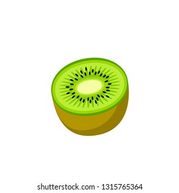 Kiwi, half fruit. Vector illustration cartoon flat icon isolated on white.