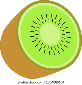 Kiwi a la mitad, ilustración, vector sobre fondo blanco