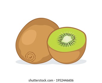 Kiwi and half isolated on white background.