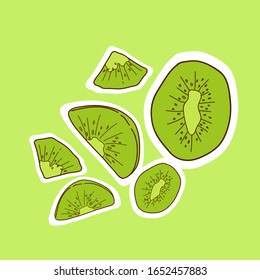 Kiwi is hand drawn in vector.