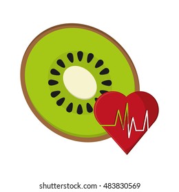 kiwi and  heart cardiogram icon 