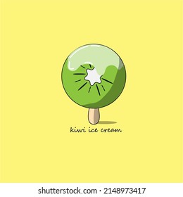 kiwi ice cream fruit illustration vector