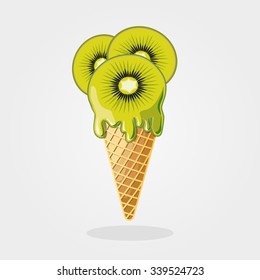 Kiwi ice cream. Vector illustration