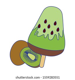 kiwi ice lolly icon over white background, vector illustration