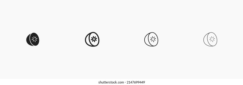 Kiwi icon, Cut kiwi fruit linear illustration
