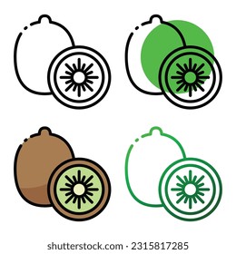 Kiwi icon design in four variation color