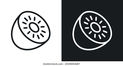 Icono de Kiwi Diseñado en un estilo de línea sobre fondo blanco.