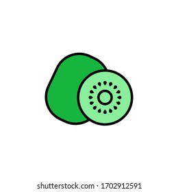 ilustración vectorial de contorno rellenada con icono kiwi. aislado sobre fondo blanco