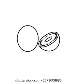 Kiwi icon flat line symbol set.